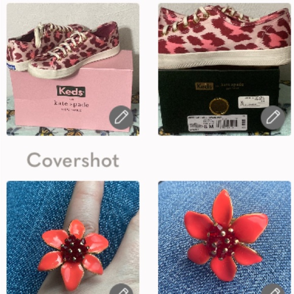 SET=KEDS Kate♠️NY🐆8M+♠️Kate coral🌺ring sz7+4 Kate ♠️tags